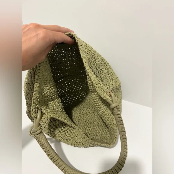 Madewell The Camren Straw Bag with Leather Trim in Sagebrush with gold charms - Picture 11 of 16